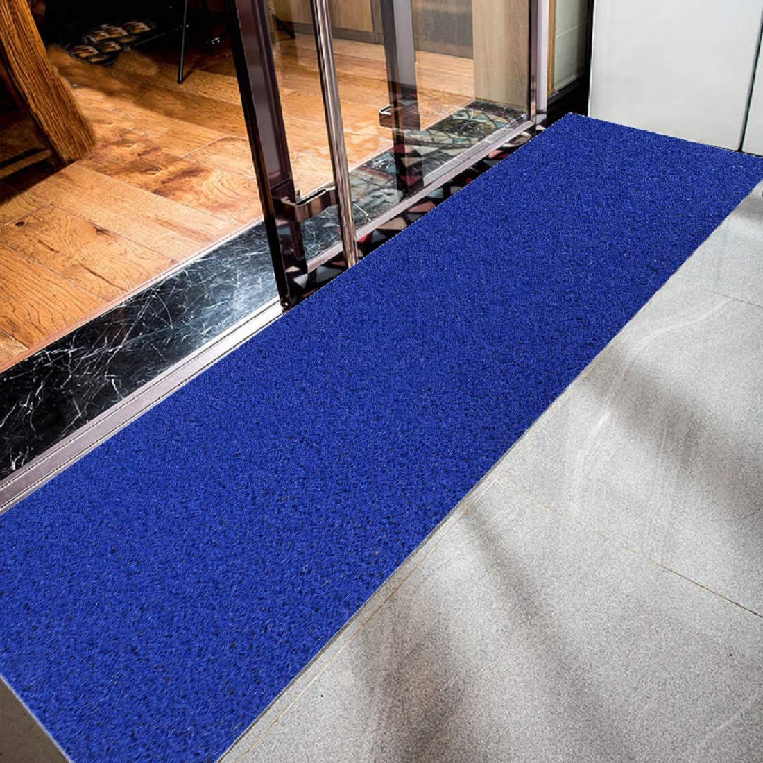 Heart Home Rubber Anti Slip 1 Piece Large Size Floor/Door Mat 2x8 Feet (Blue) - CTHH6868