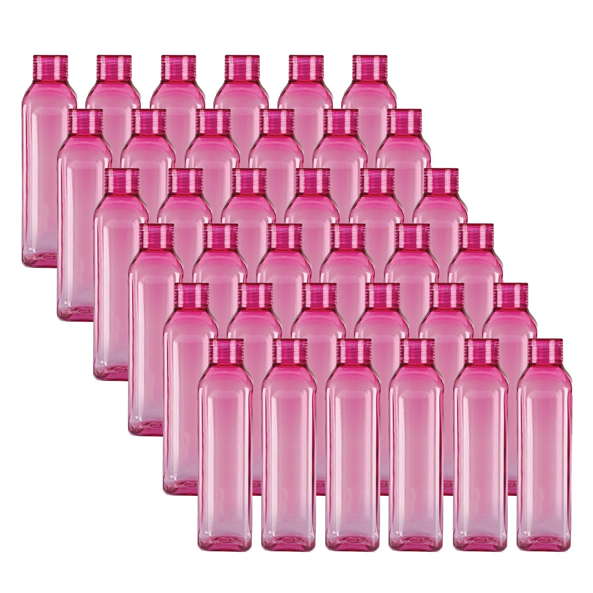 Kuber Industries BPA Free Plastic Water Bottles | Unbreakable, Leak Proof, 100% Food Grade Plastic | For Kids & Adults | Refrigerator Plastic Bottle Set of 6|Pink (Pack Of 6)