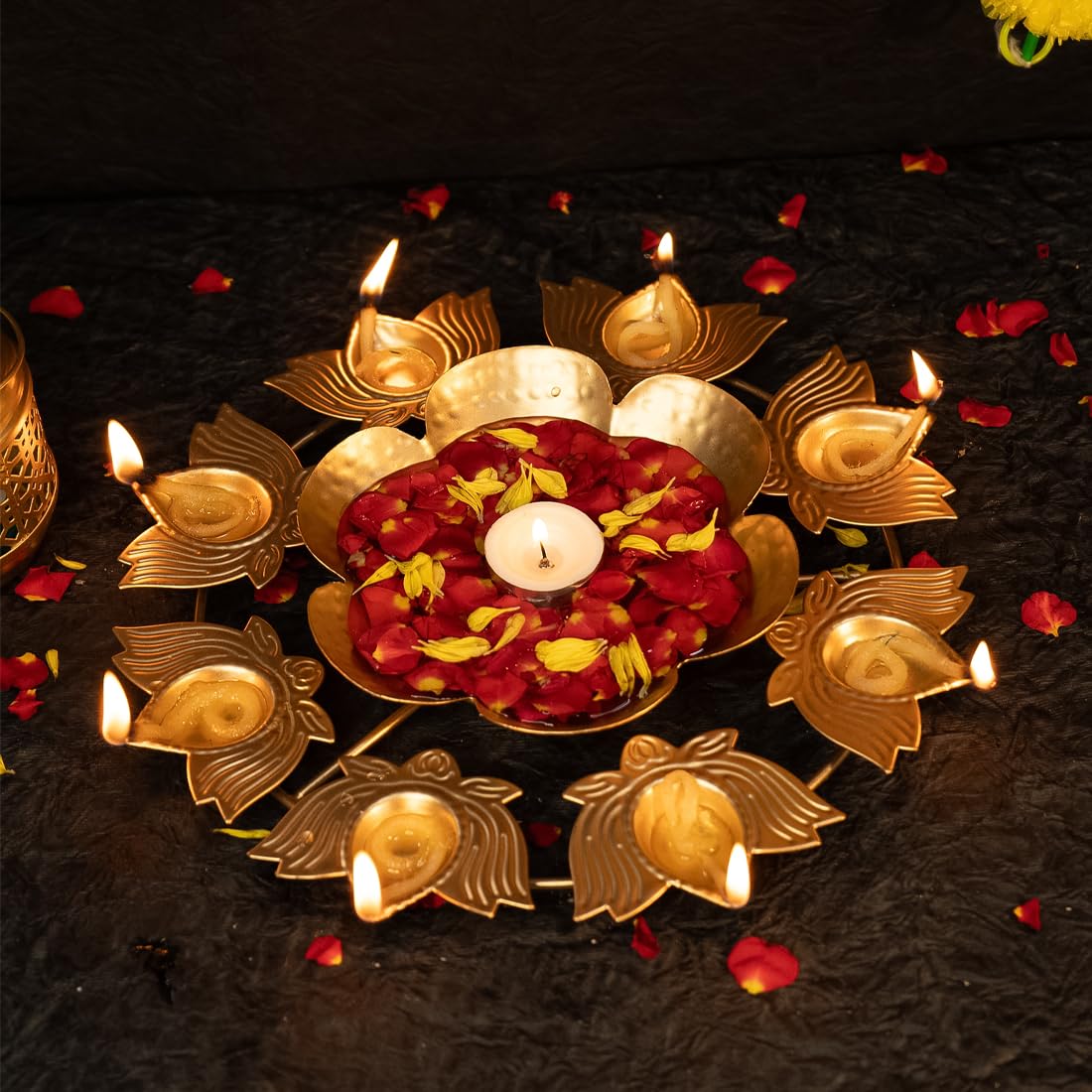 Ekhasa Urli Bowl Tealight Candle Holder for Home Decor | Floating Flowers or Tealight Candles Water Bowl for Diwali Pooja & Other Festivals Decoration | Table Decoratives Gift for Various Occassions