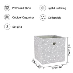 Anko Polyester Foldable Storage Box for Clothes, Books, Toys | Set of 3 | Sturdy, Durable Fabric with Strong Eyelets | Collapsible Organizer for Home, Office, Bedroom | Confetti | 10.6 inches