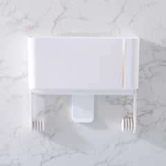 Kuber Industries Toilet Paper Holder | Wall Mounted Rack for Kitchen-Bathroom | Tissue Paper Roll Holder | Napkin Holder | Dispenser for Kitchen & Bathroom | 1329B | White