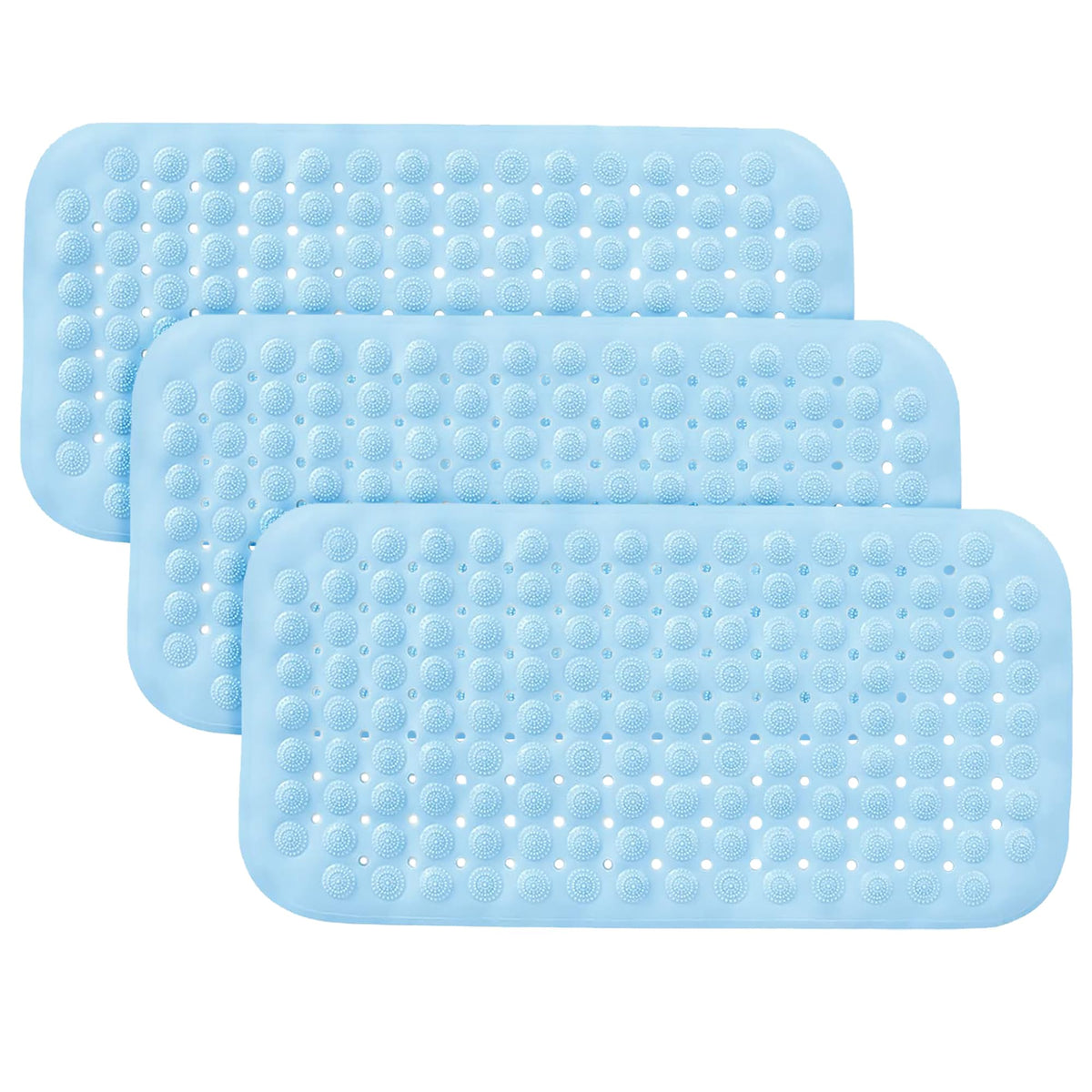 Kuber Industries Bathroom Mat|Anti Slip Mat for Bathroom Floor|Durable,Wear Resistant & Easy to Maintain|Acupressure & Foot Massager Door Mat with Water Drainage Holes|JL01|35 x 70 cm|Blue (Pack Of 3)