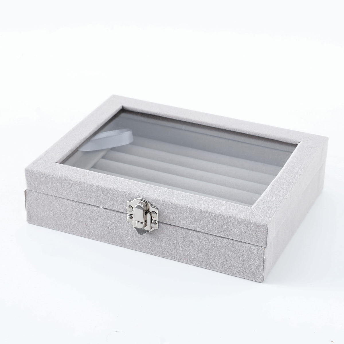 Homestic Pack of 1 Velvet Jewelry Box Organizer | Jewelry Storage Box | Jewelry Organizer | Showcase Holder Dresser Organizer for Earring Necklace Bracelet Ring |YXX-017 | Grey