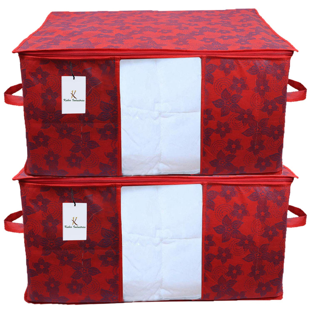 Kuber Industries Underbed Rectangular Storage Bag Organiser, Blanket Cover Set of 2 (Maroon)