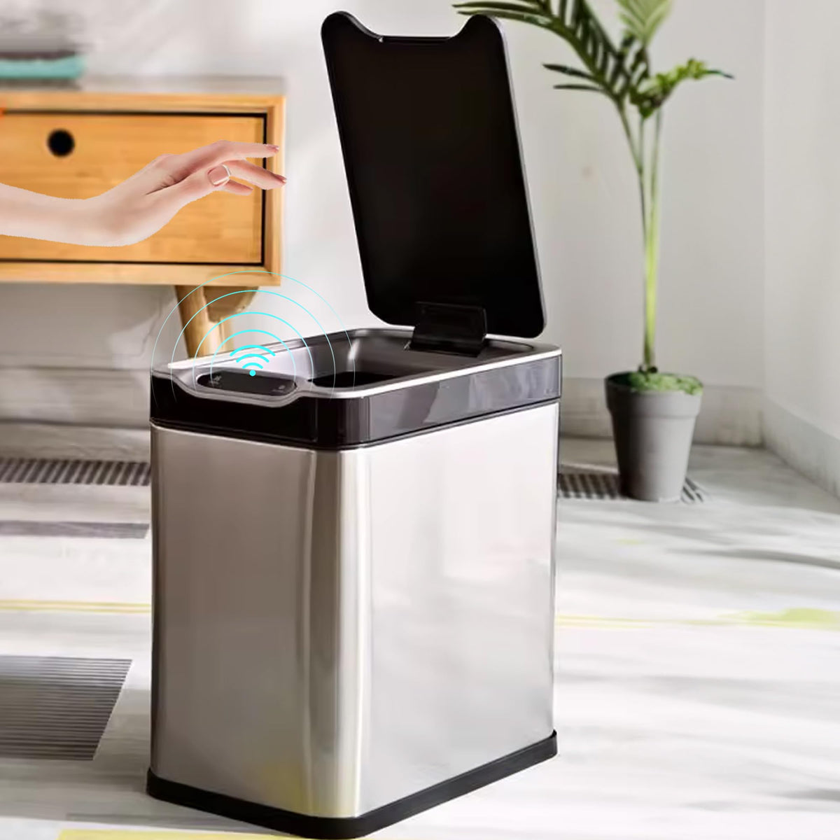 The Better Home 12L Dustbin For Kitchen | Dustbin For Bathroom | 32cm Automatic Smart Sensor Dustbin For Bedroom | Steel Dustbin With Lid | Dustbin For Office | Garbage Bin - Silver