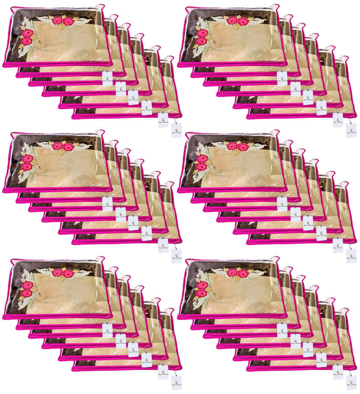 Kuber Industries Non Woven Single Packing Saree Cover 36 pcs Set (Pink),CTKNEW109