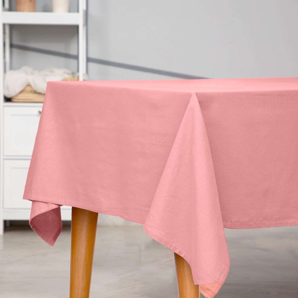 Anko Linen Plain Table Cloth for 4 to 6 Seater| 100% Cotton Table Cover for Dining Table, Festivals, Indoor & Outdoor Parties and Everyday use | Washable resusable mat | 150 x 225 cm, Clay Pink