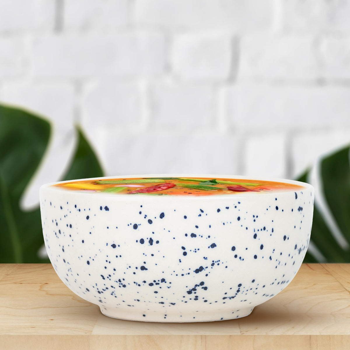 USHA SHRIRAM Ceramic Hand-Painted Bowl for Snacks & Dinner Microwave Safe | Refrigerator Safe | Scratch Resistant | Stain Proof | Dinnerware | Dinner Plate for Family Occasion (Design 8)