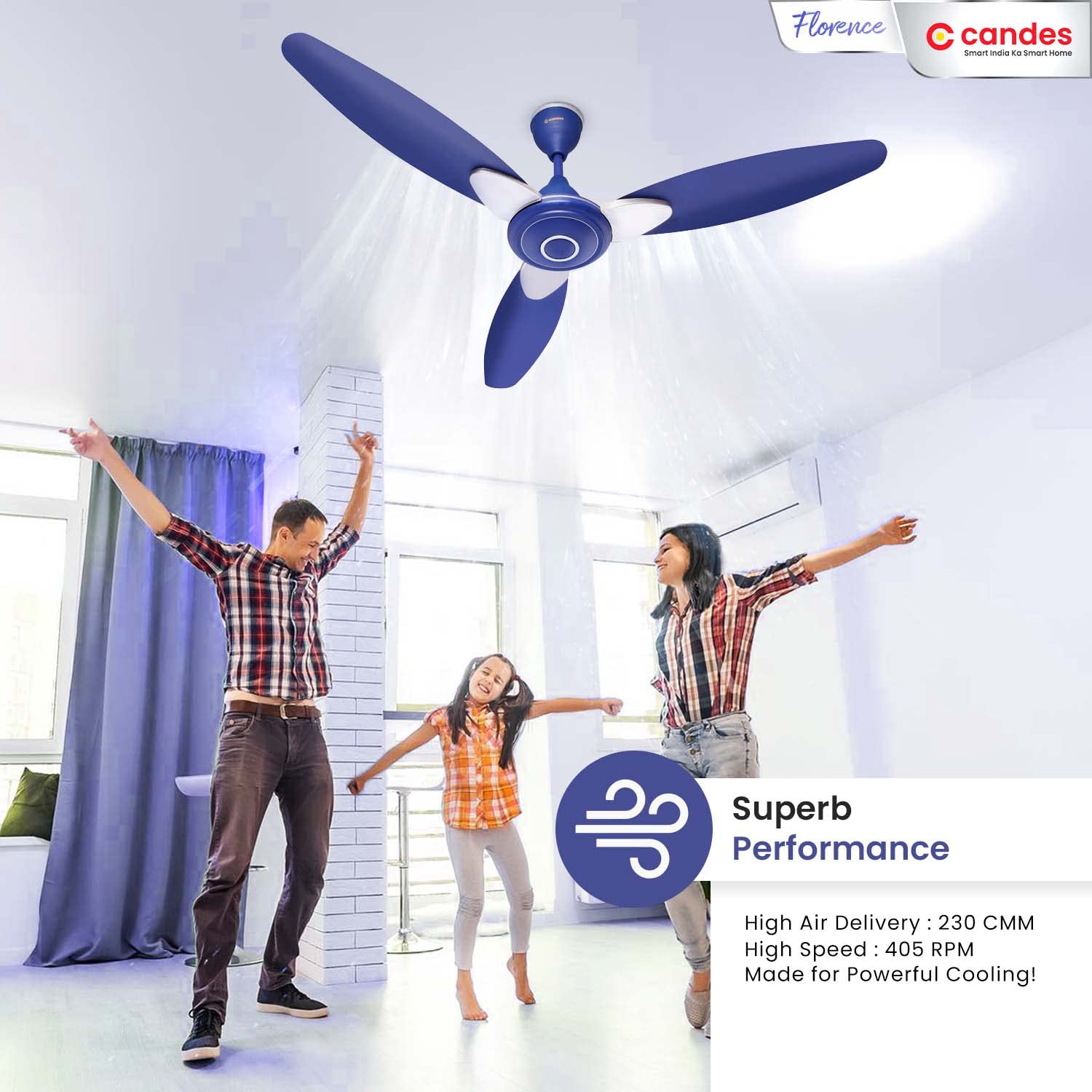 Candes Florence Ceiling Fan - Stylish Bedroom Decor