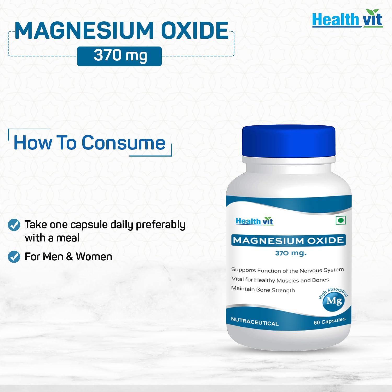 Healthvit magnesium oxide 400mg - Perfect for daily nutrition