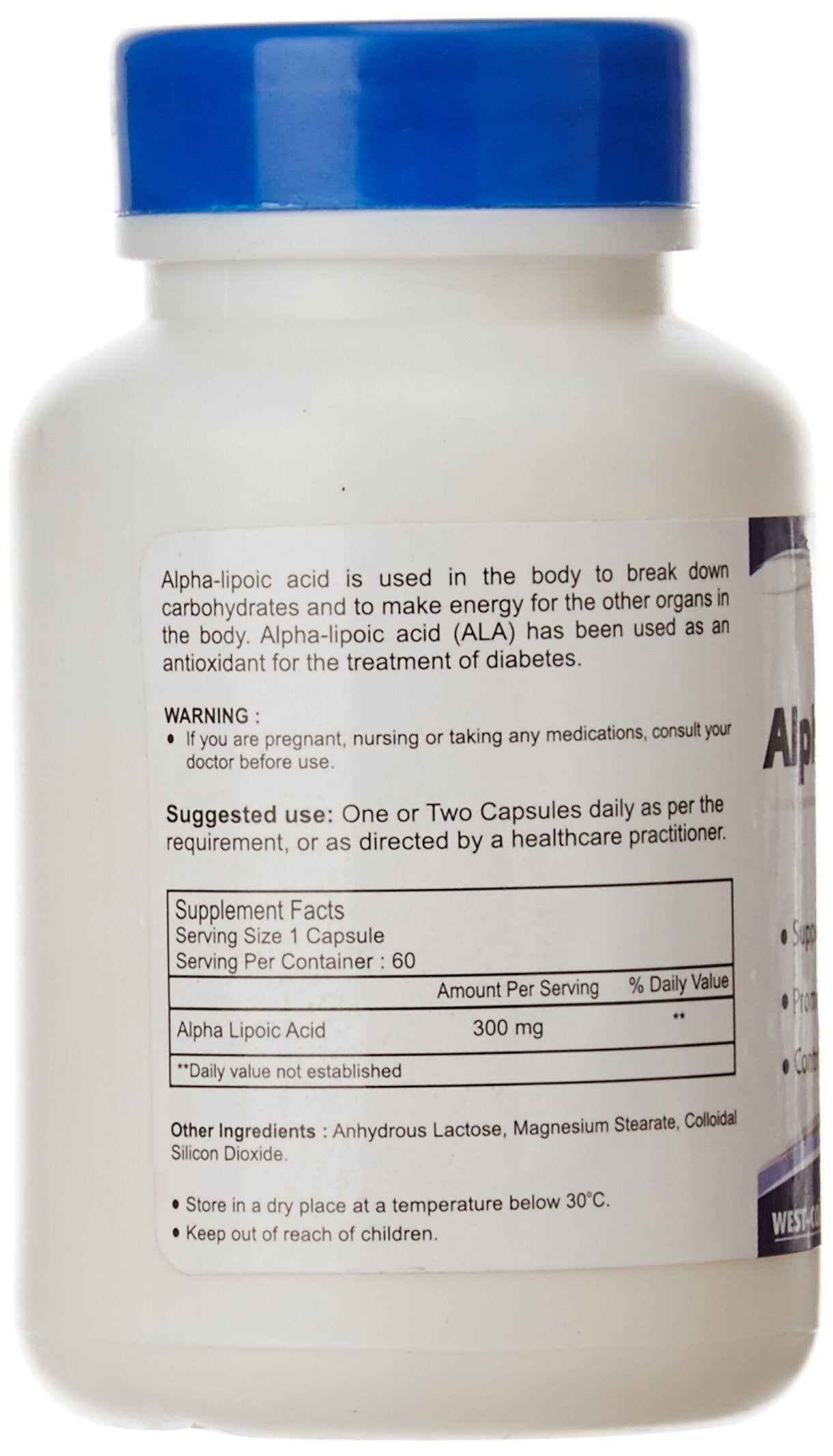 Healthvit Alpha Lipoic Acid - Vegetarian antioxidant capsules for adults