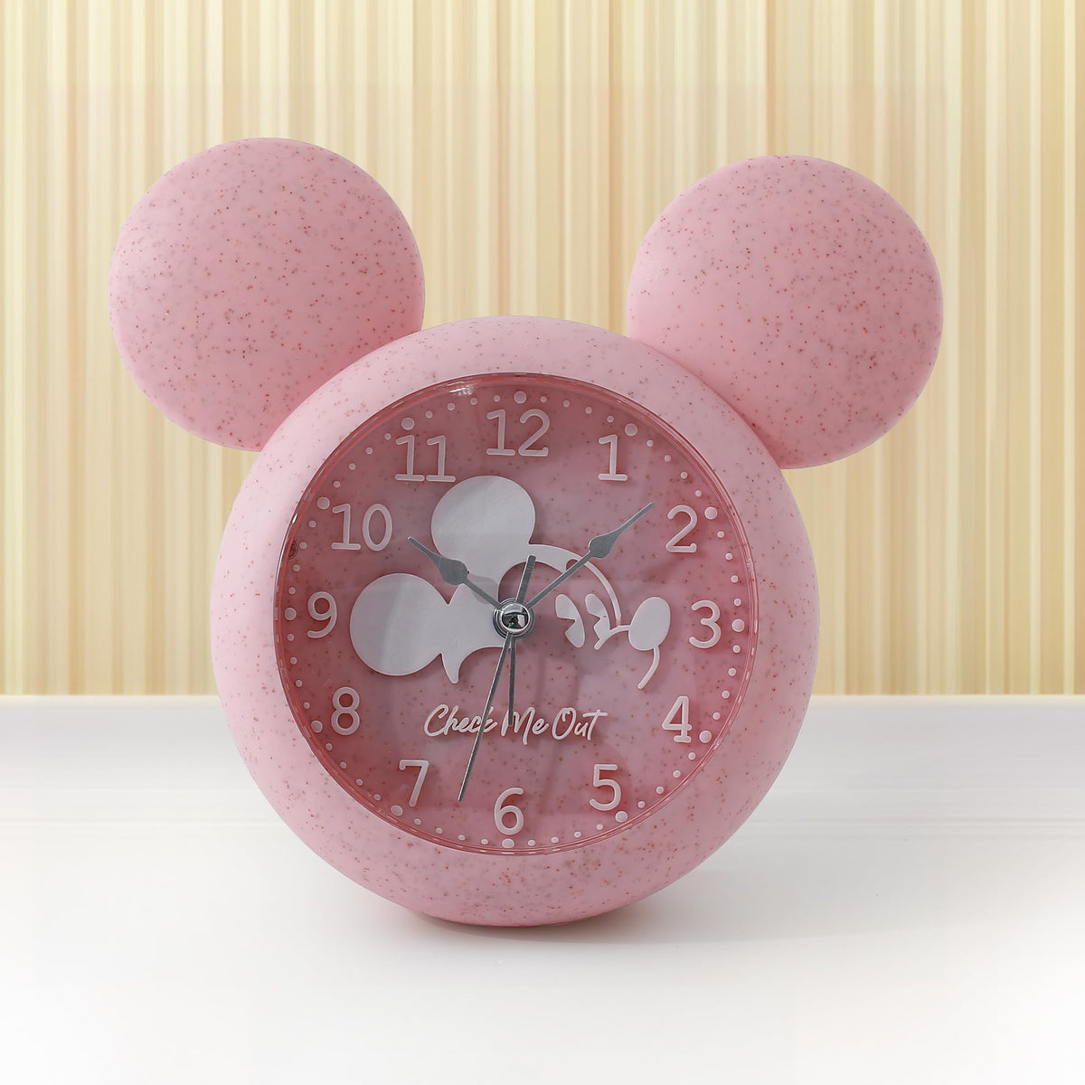 UMAI Alarm Clock (15cm) | Alarm Clock for Students | Loud Alarm Clock for Heavy Sleepers | Mini Alarm Clock for Kids | Alarm Clock for Bedroom | Mickey Mouse Shaped Table Clock for Study Table - Pink