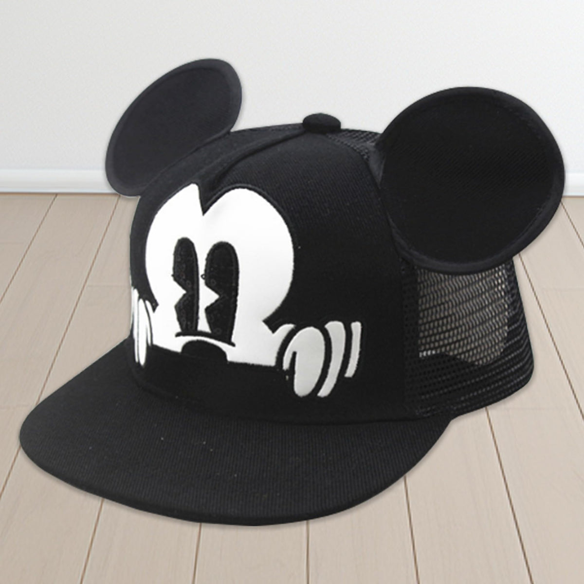 Homestic Mickey Mouse Cap | Adjustable Cap for Boys and Girls | Cartoon Character Printed Little Cap for Kids | Cap for 7-12 Year Old Baby Girls and Boys |T1639-A | Black