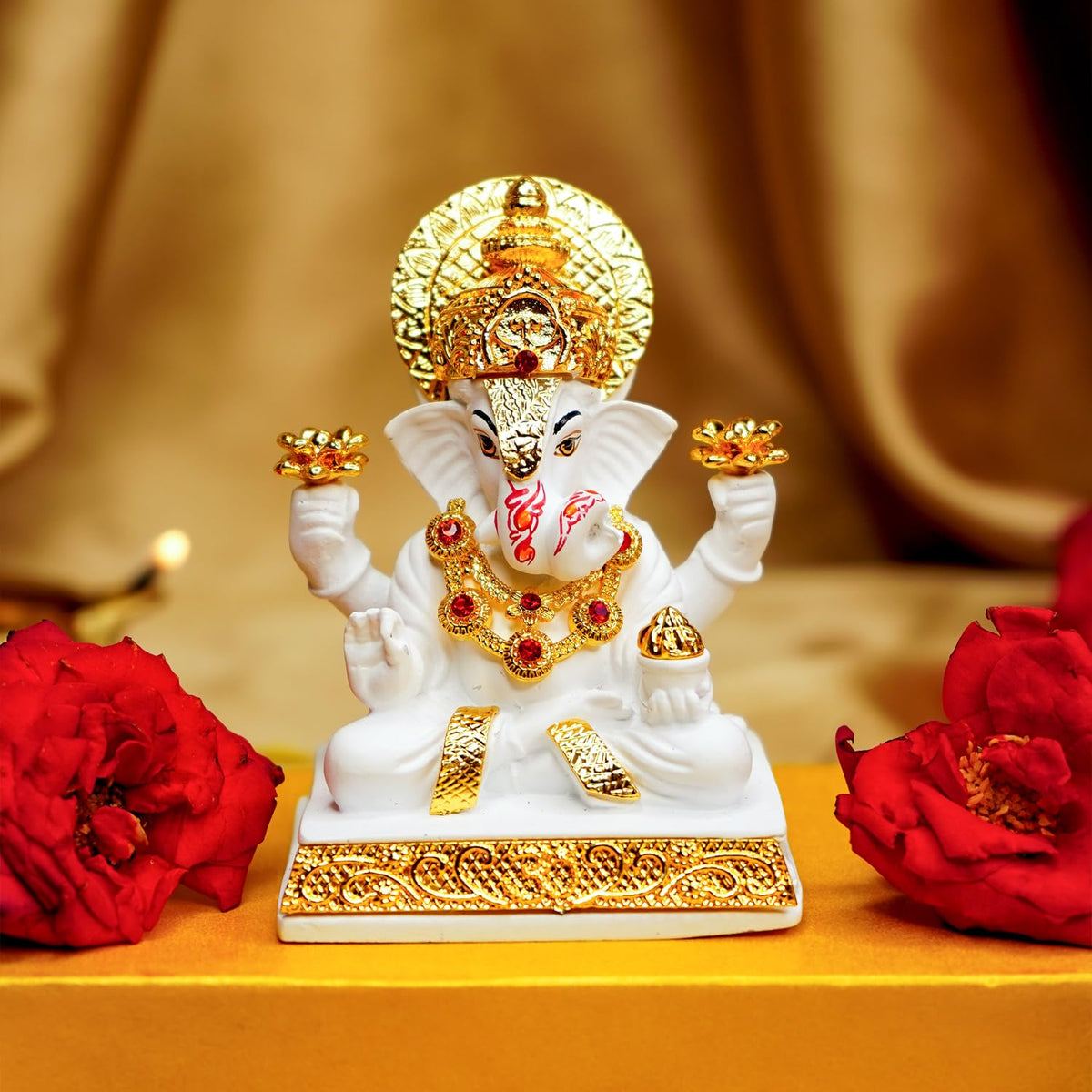 Ekhasa Ganesh Idol for Car Dashboard | Dagdusheth Ganesh Ganpati Idol for Cars | Vinayak Idols for Car Dash Board, Home Decor | Ganapathi Idol for Home | Vinayagar Statue | Ganpati ji for Office Desk