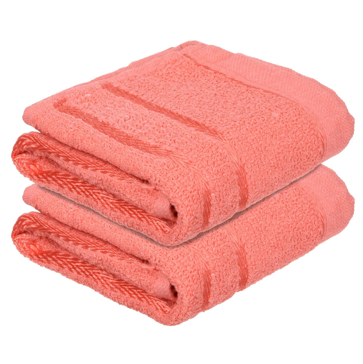 Kuber industries Face Towel | Towels for Facewash | Towels for Gym | Facewash for Travel | Towels for Daily use | Workout Hand Towel | Lining Design | 14x21 Inch | Pack of 2 | Orange