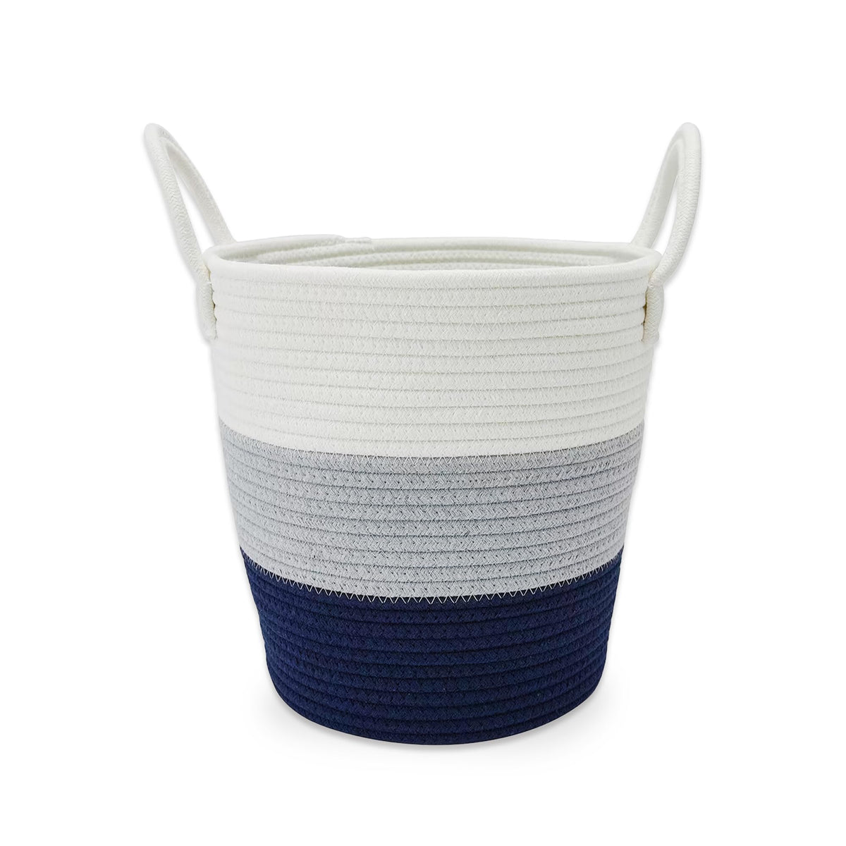 Anko Stripe Rope Basket (Medium) | Laundry Basket |Woven Household Organiser Unit| Cotton Rope Laundry Basket |Multipurpose Storage Organiser for Wardrobe/Bathroom/Home/Kitchen