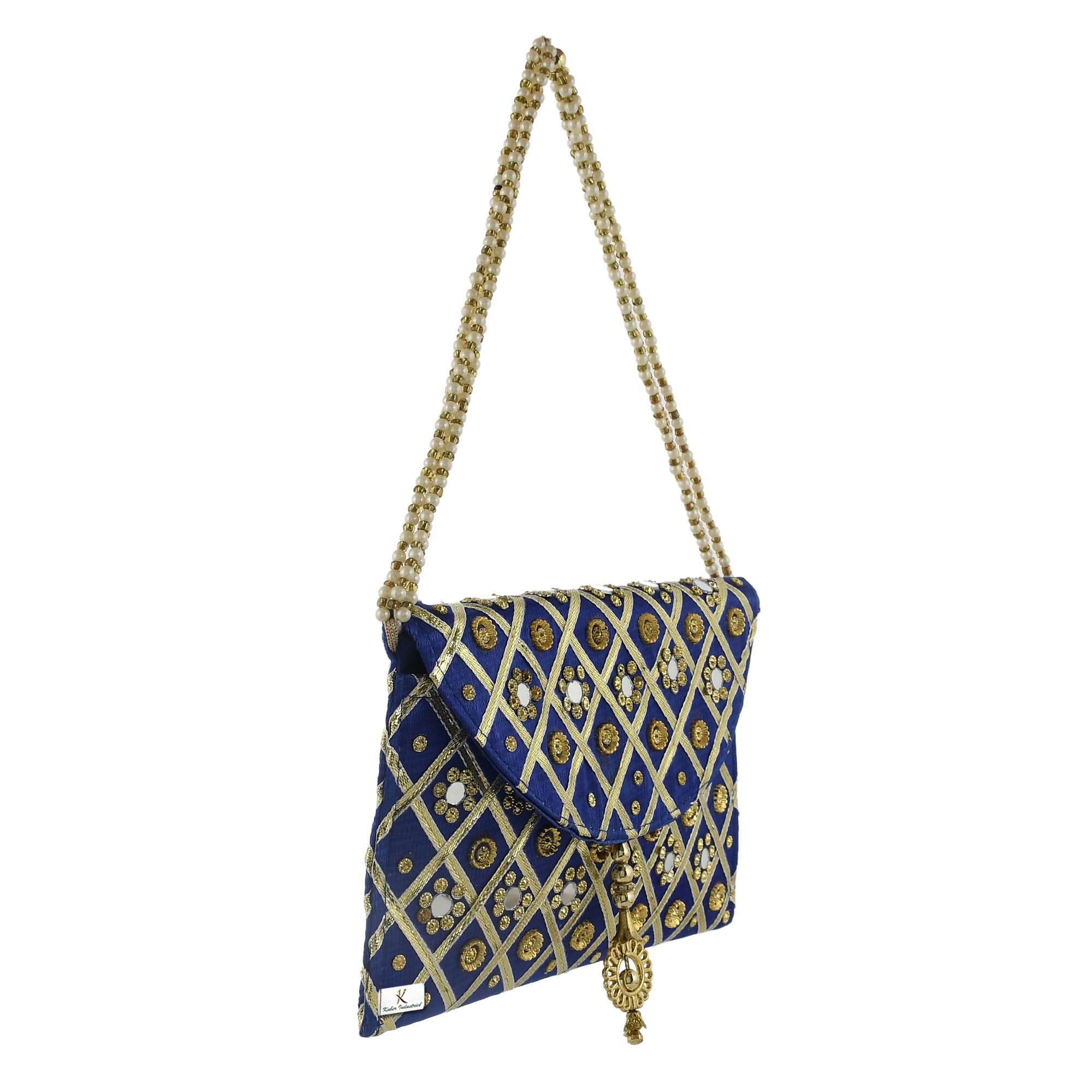 Kuber Industries Blue and Red Clutch - Traditional Dress