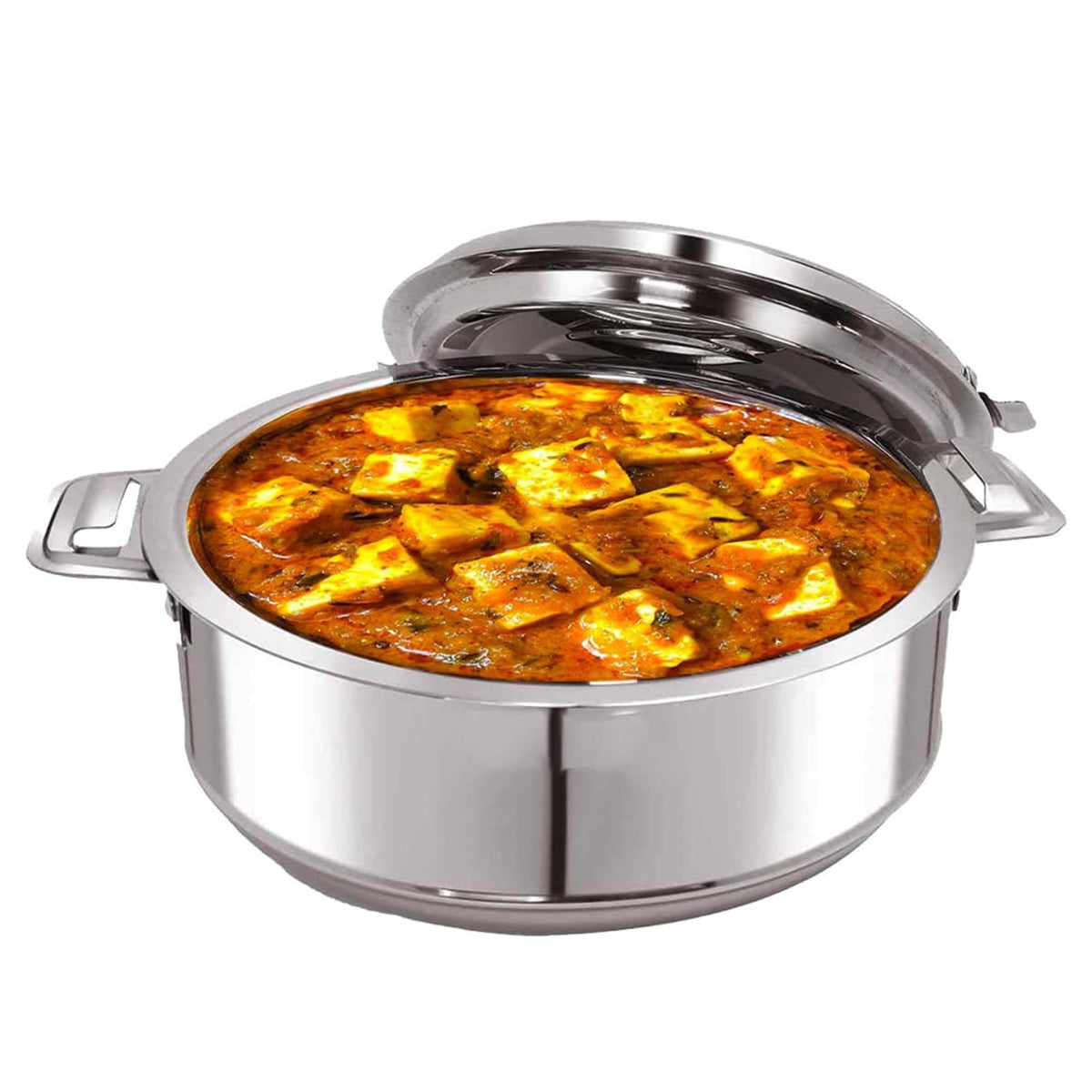 Kuber Industries 2.5L Stainless Steel Insulated Casserole for Roti, Puri & Chapati with Lid | Heat Retaining Body & Easy Lock Lid Mechanism Hotpot Roti Box for Home & Kitchen | Silver