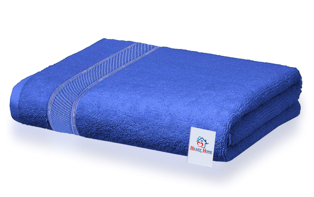 Heart Home Cotton Style Premium Bath Towel, 500 GSM(Blue)