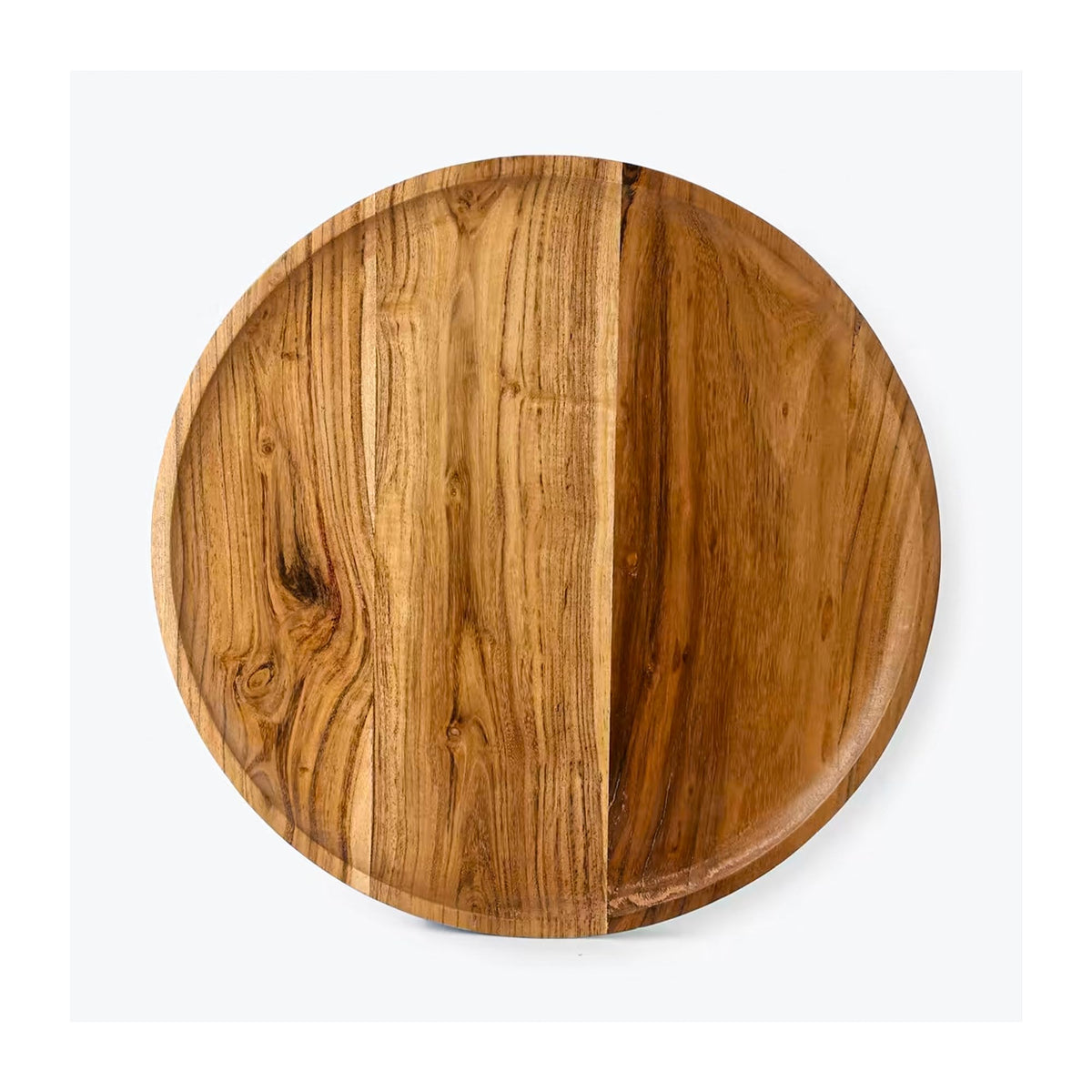 Anko Large Acacia Round Tray - Natural Wood with Lacquer Finish | Stylish Serving Tray | Kitchen Accessory for Home, Birthdays, Weddings | 40 x 40 x 2.5 cm, Brown