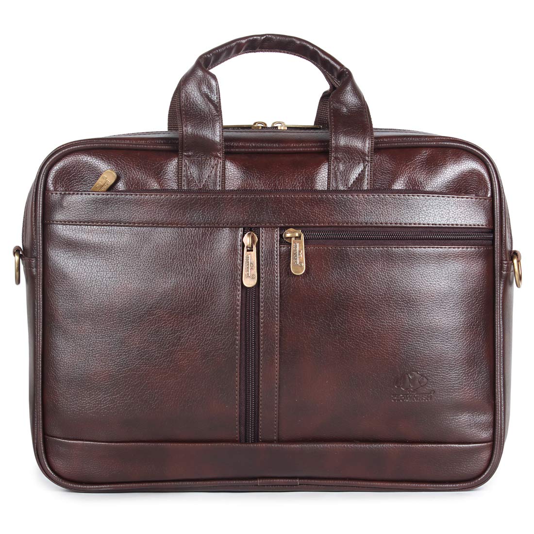 THE CLOWNFISH Faux Leather 10 litre Laptop Briefcase for 15.6 inches Laptops (Dark Brown)