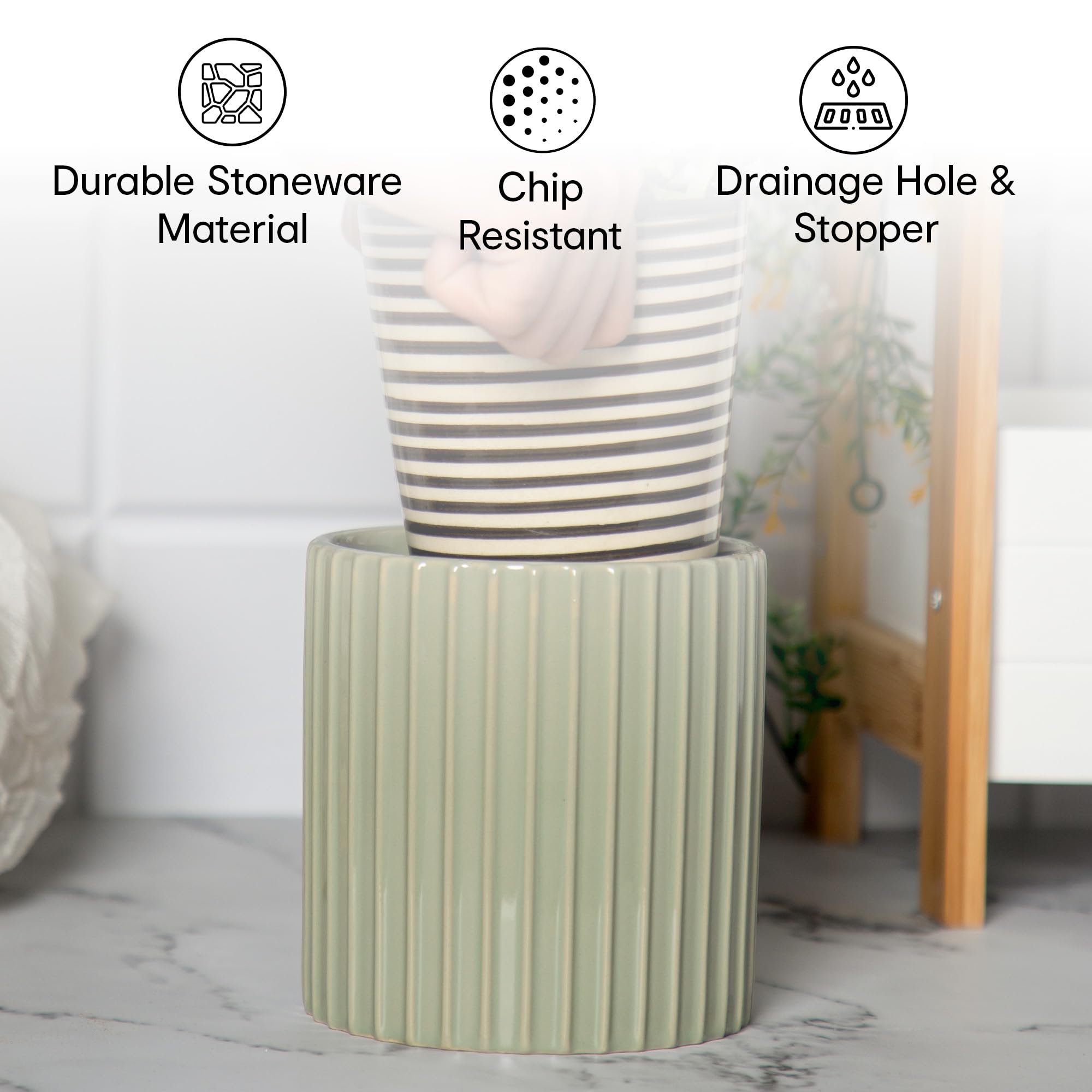 Anko Elegant Ribbed Flower Vase - Balcony greenery