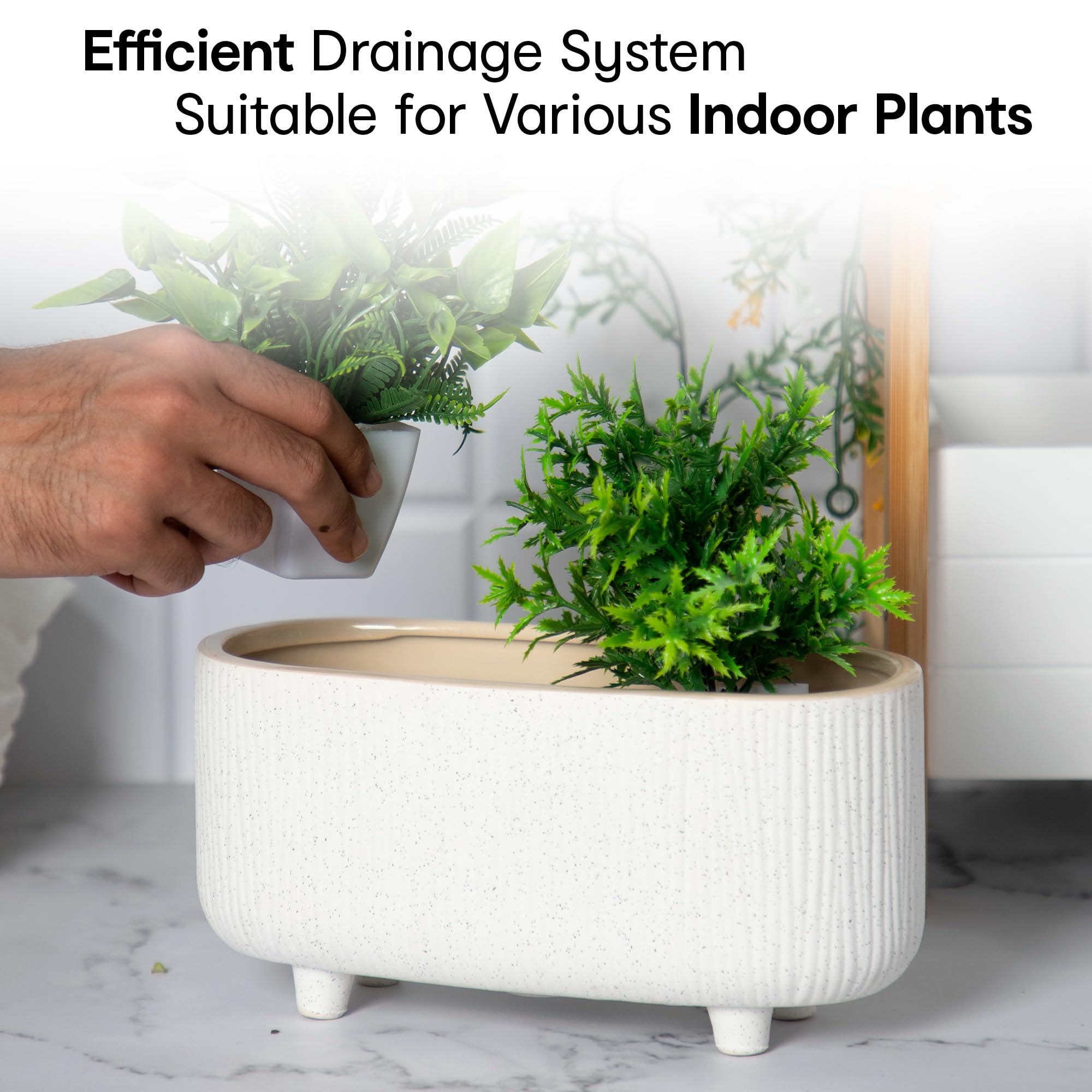 Anko Speckled Trough Planter - Footed design for stability