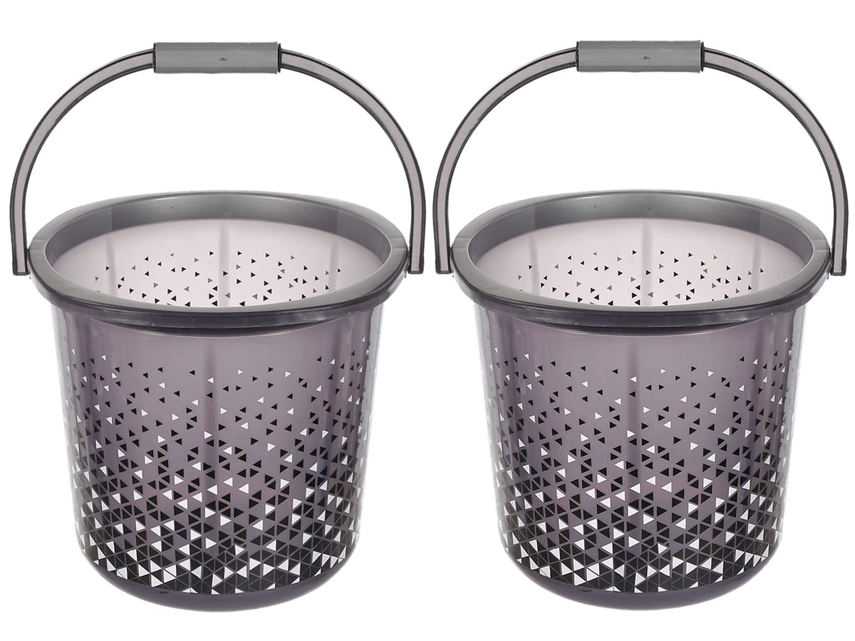 Kuber Industries Bucket Set for Bathroom|Unbreakable Plastic Bucket|Pocha Bucket Capicity 24 Litre|Pack of 2 (Black)