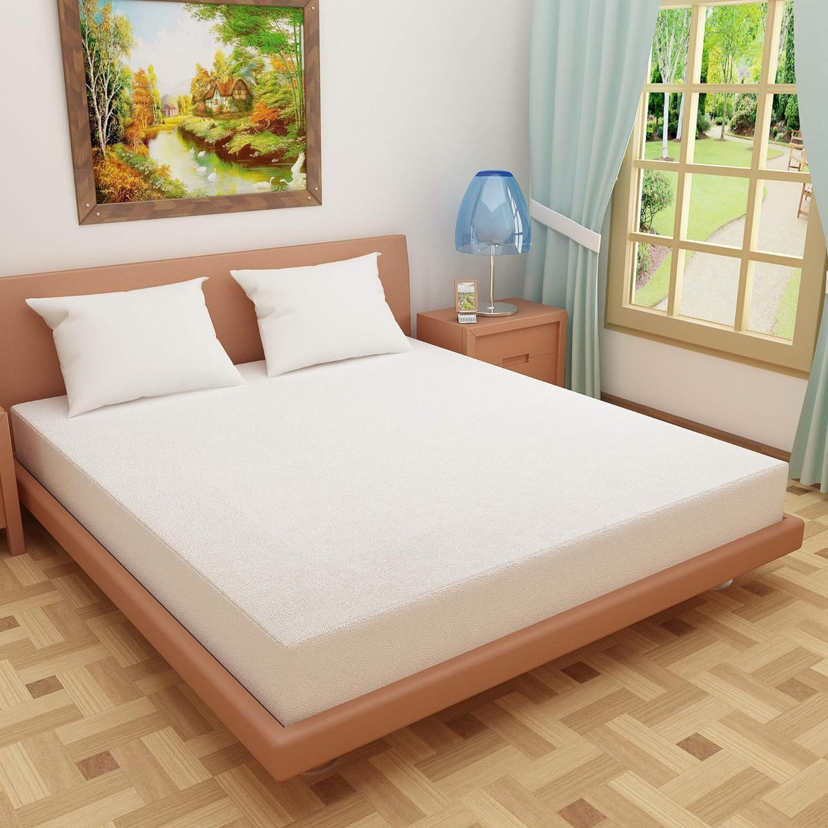 Kuber Industries Pack of 5 Waterproof Double Bed Mattress Cover|Breathable Terry Cotton Surface & Elastic Fitted Mattress Protector,6 x 6.5 Ft. (White)