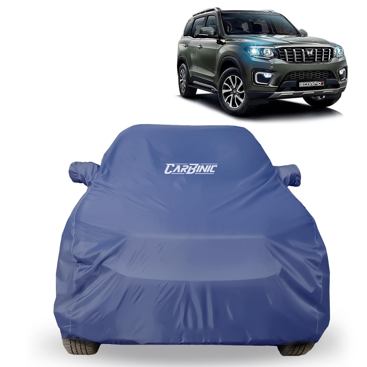 CARBINIC Car Body Cover for Mahindra Scorpio N 2022 | Water Resistant, UV Protection Car Cover | Scratchproof Body Shield | Dustproof All-Weather Cover | Mirror Pocket & Antenna | Car Accessories