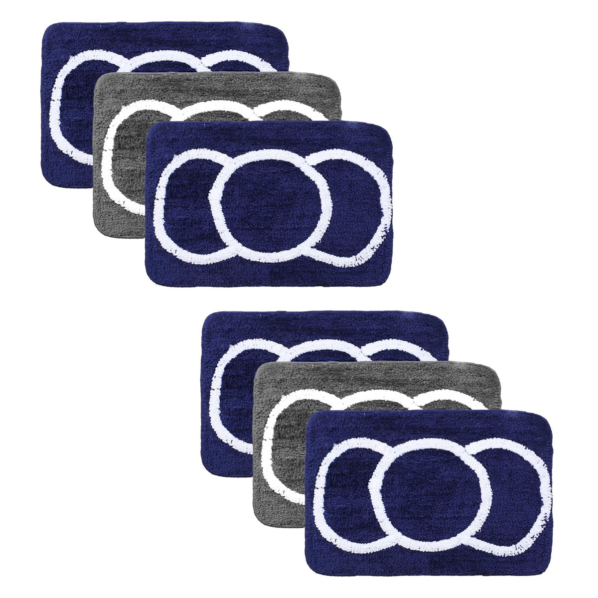 Kuber Industries Super Soft Door mat|Microfiber Anti-Slip Water Absorbant Fluffy Floor Mat|Entrance Mat for Kitchen,Bedside,Door,Living Room,60x40 cm,Set of 2|Blue and Grey (Pack of 3)