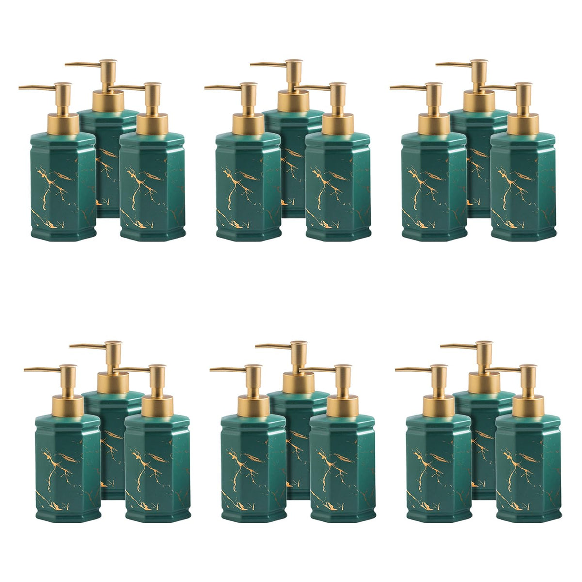 Kuber Industries Liquid Soap Dispenser | Handwash Soap Dispenser | Soap Dispenser for Wash Basin | Shampoo Dispenser Bottle | Bathroom Dispenser Bottle | 18 Piece | Pack of 6 | 350 ml | Green