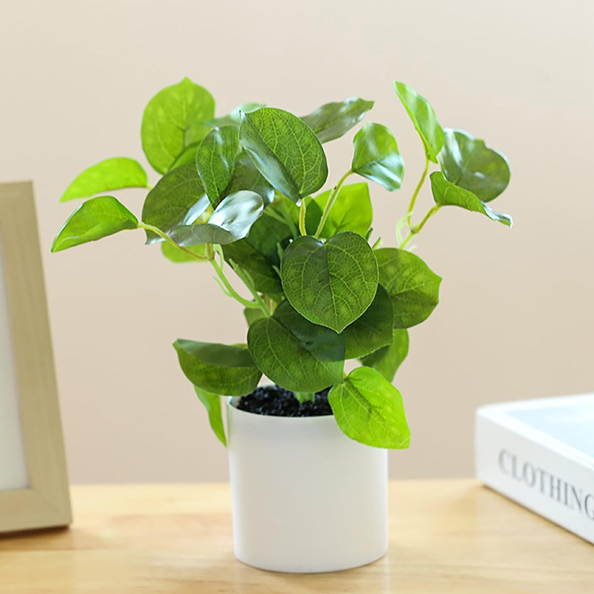 UMAI Artificial Plant with Pot 22cm Height | 18 Leaves | Plastic Home Office Decor | Bedroom Balcony Living Room Shelves | Natural Look Decoration