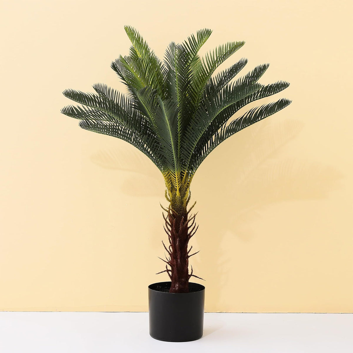 UMAI Artificial Plant with Pot for Decor (80cm) Sago Cycas | 24 Leaves Plastic Plant for Home Office Bedroom Balcony | Natural Look Decoration for Living Room Table Top Shelves | Grey Pot