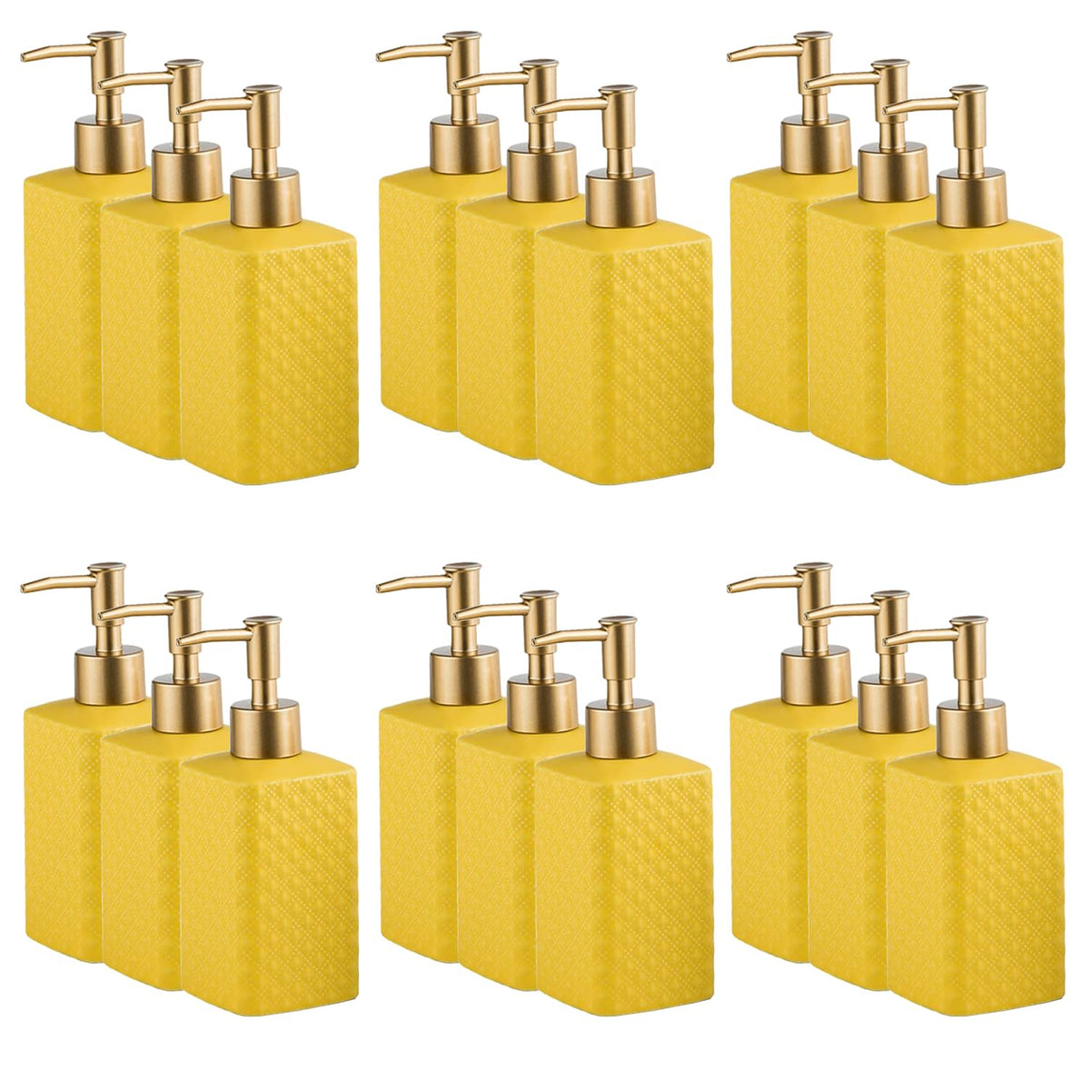 Kuber Industries Liquid Soap Dispenser | Handwash Soap Dispenser | Soap Dispenser for Wash Basin| Bathroom Dispenser Bottle | 18 Piece | Pack of 6 | 350 ml | ZX021YW | Yellow