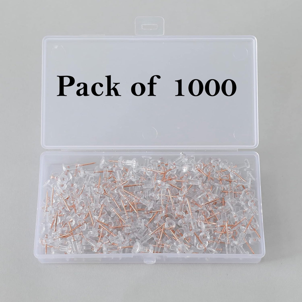 Kuber Industries Rose Gold Needle Push Pins Tacks|Heavy-Duty Notice Board Pins|200 (Transparent) (Pack of 5)