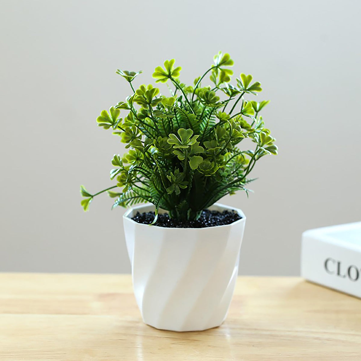 UMAI Artificial Plant with Pot for Home Decor 22 cm | Small Grass Balls Plastic Plants for Office Desk Bedroom Balcony Living Room | Natural Look Decoration - Table Top Shelves Green