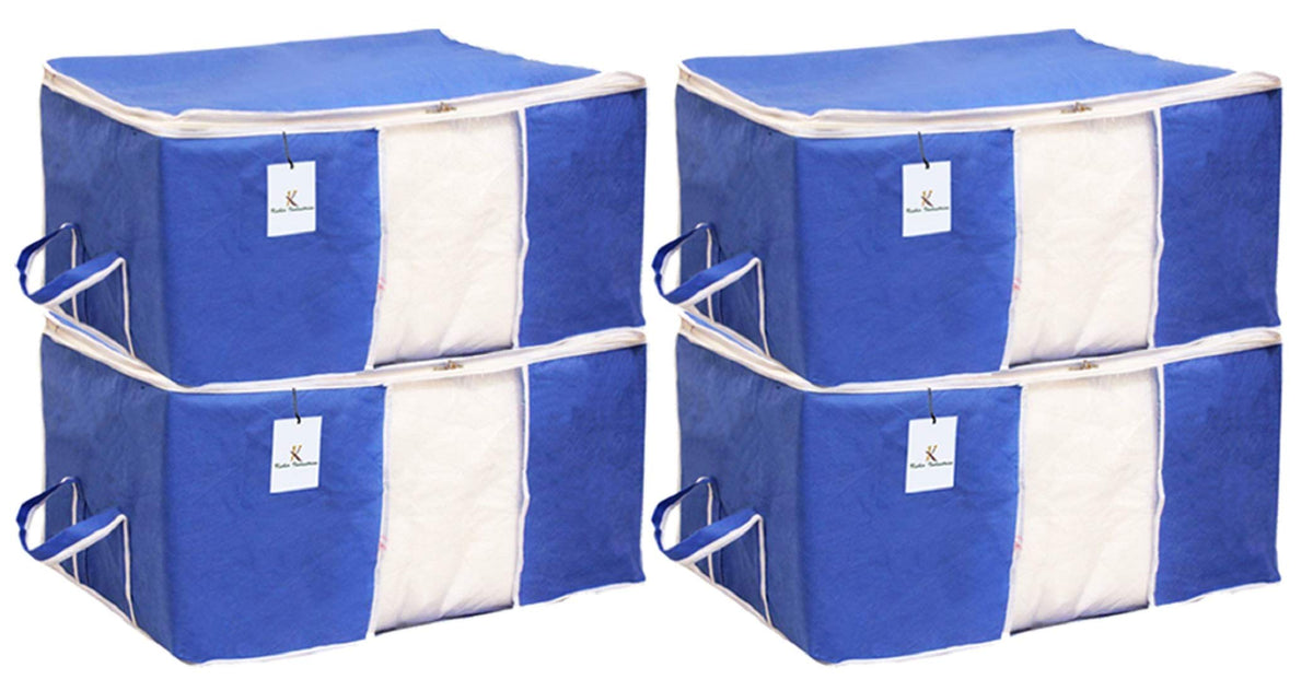 Kuber Industries Underbed Storage Bag, Storage Organiser, Blanket Cover Set of 4 - Royal Blue, Extra Large Size-CTKTC14147