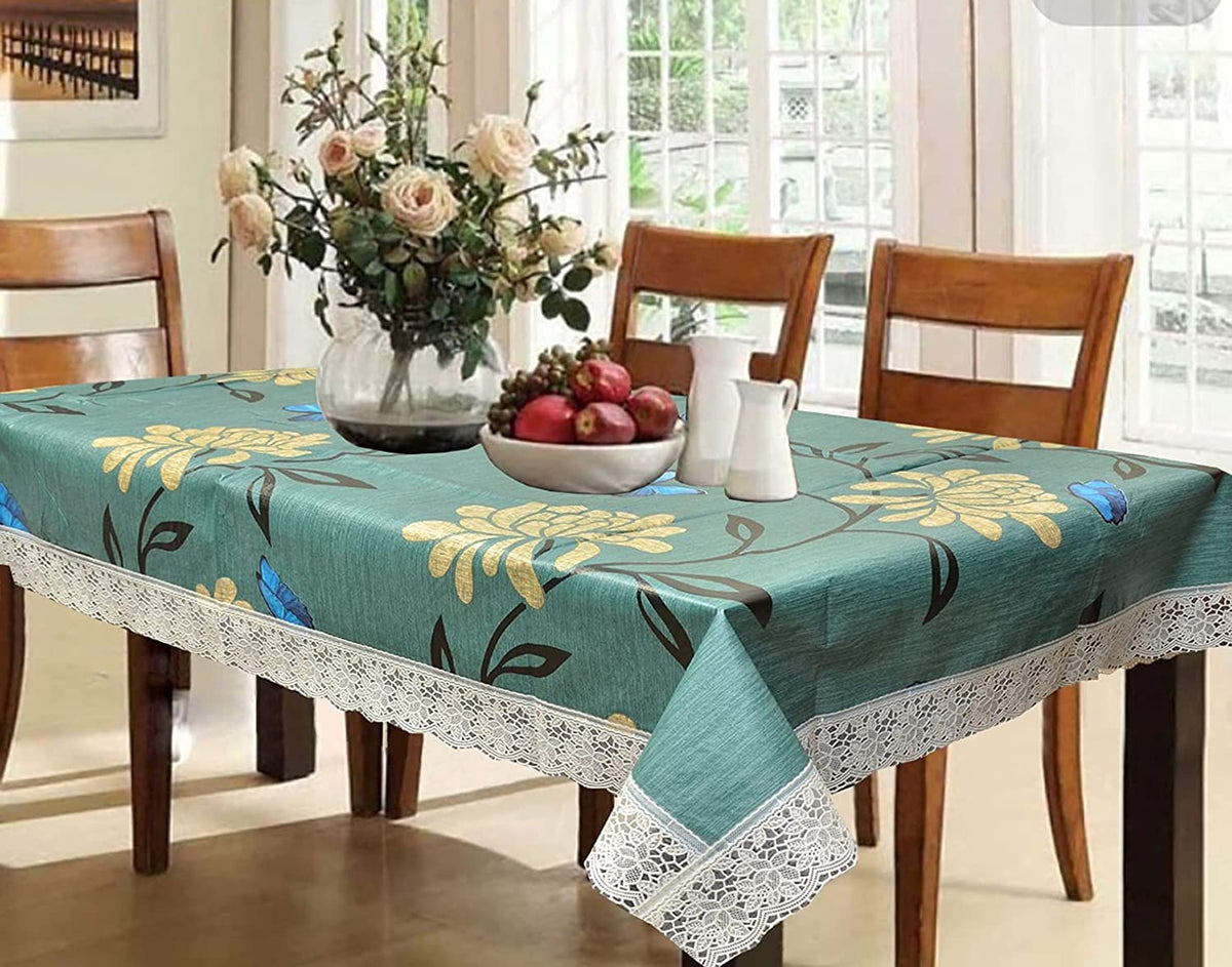 Heart Home PVC 6 Seater Dining Table Cover (Green) 60 x 90 Inches CTHH08018