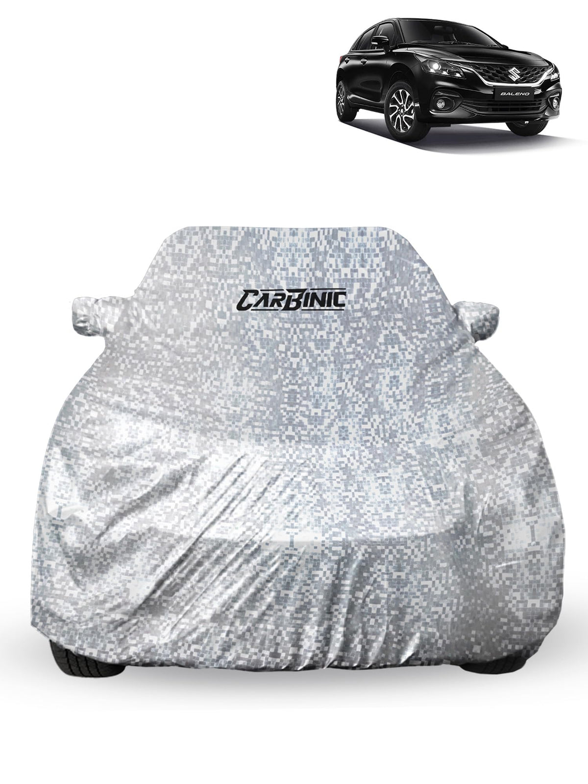 CARBINIC Car Cover for Maruti Baleno 2022 Waterproof (Tested) and Dustproof UV Heat Resistant Outdoor Protection with Triple Stitched Fully Elastic Surface