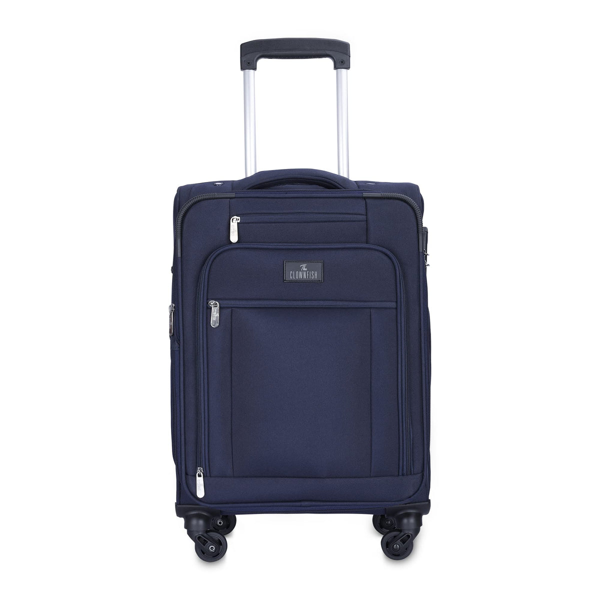 THE CLOWNFISH Jarek Series Luggage Polyester Soft Case Expandable Capacity Suitcase Four Wheel Trolley Bag - Navy Blue (57 cm, 22 inch)