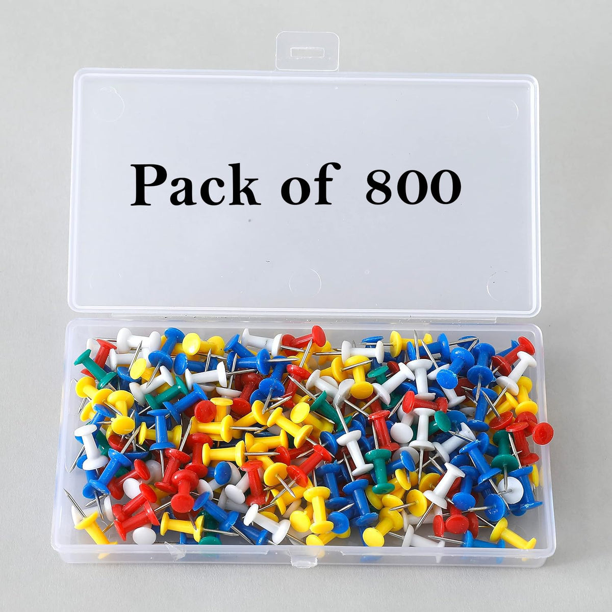 Kuber Industries Solid Color Push Pins Tacks|Heavy-Duty Notice Board Pins 200" (Multi) (Pack of 4)