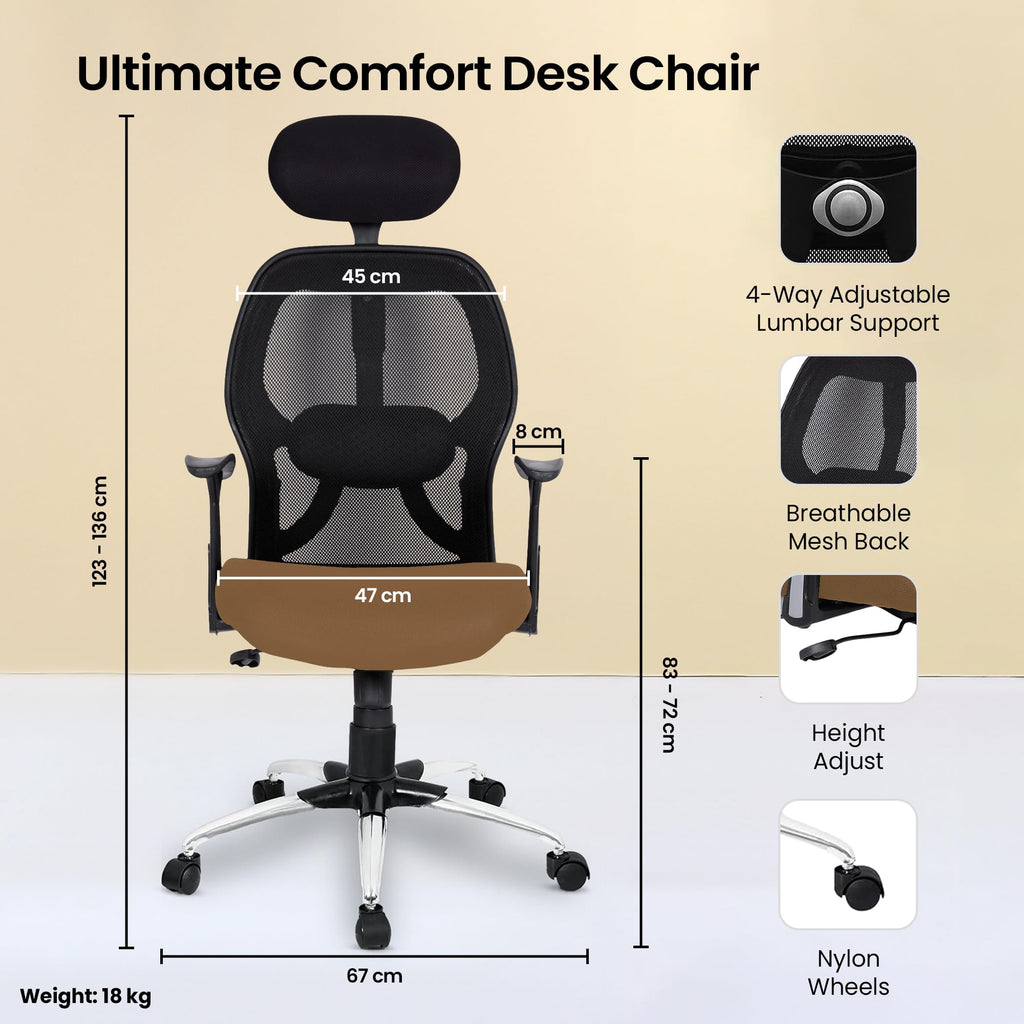 SAVYA HOME Apollo High Back Ergonomic Office Chair/Chair for Office Wo
