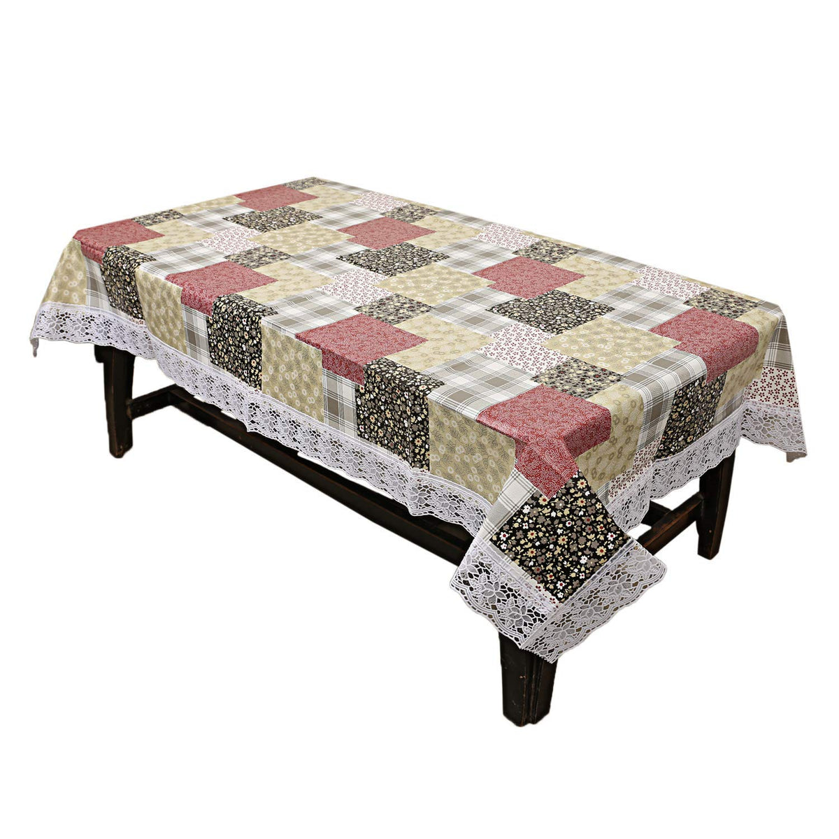 Kuber Industries Circle Design PVC 4 Seater Center Table Cover - Brown (CTKTC03838)