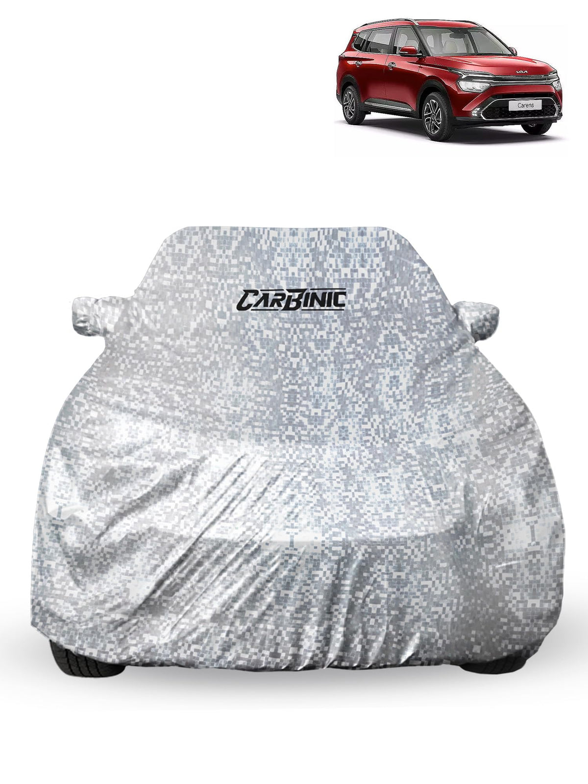 CARBINIC Waterproof Car Body Cover for KIA Carens 2022 | Dustproof, UV Proof Car Cover | Car Accessories | Mirror Pockets & Antenna Triple Stitched | Double Layered Soft Cotton Lining