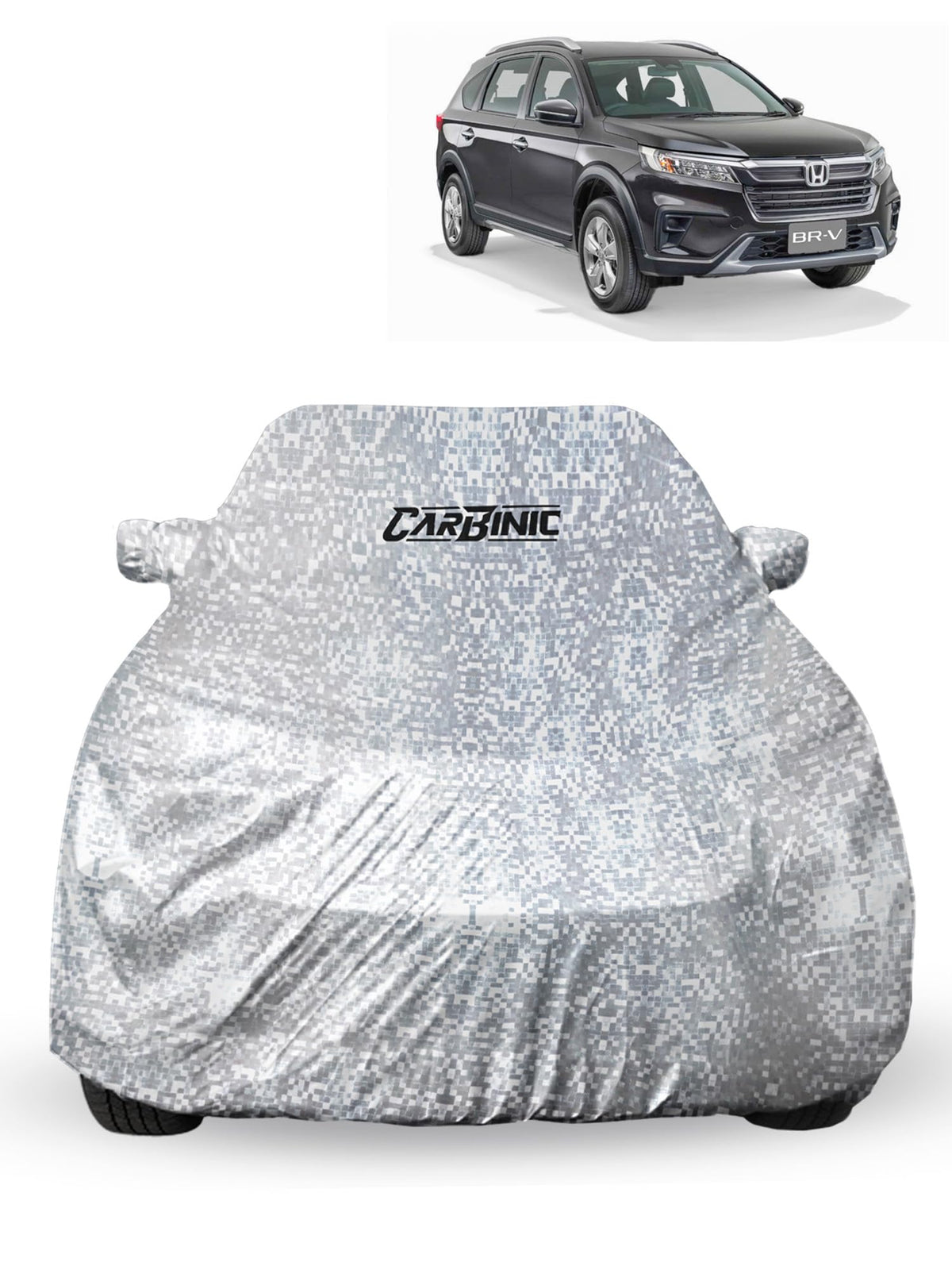 CARBINIC Car Cover for Honda BR-V 2022 Waterproof (Tested) and Dustproof UV Heat Resistant Outdoor Protection with Triple Stitched Fully Elastic Surface