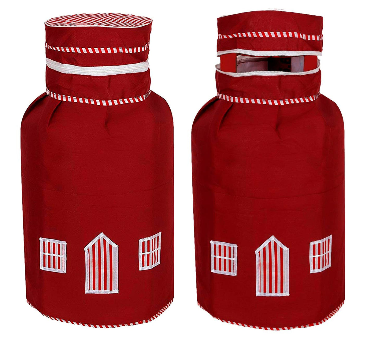 Kuber Industries 2 Pieces Cotton Dust-Water Proof LPG Gas Cylinder Cover (Red) - CTKTC40742