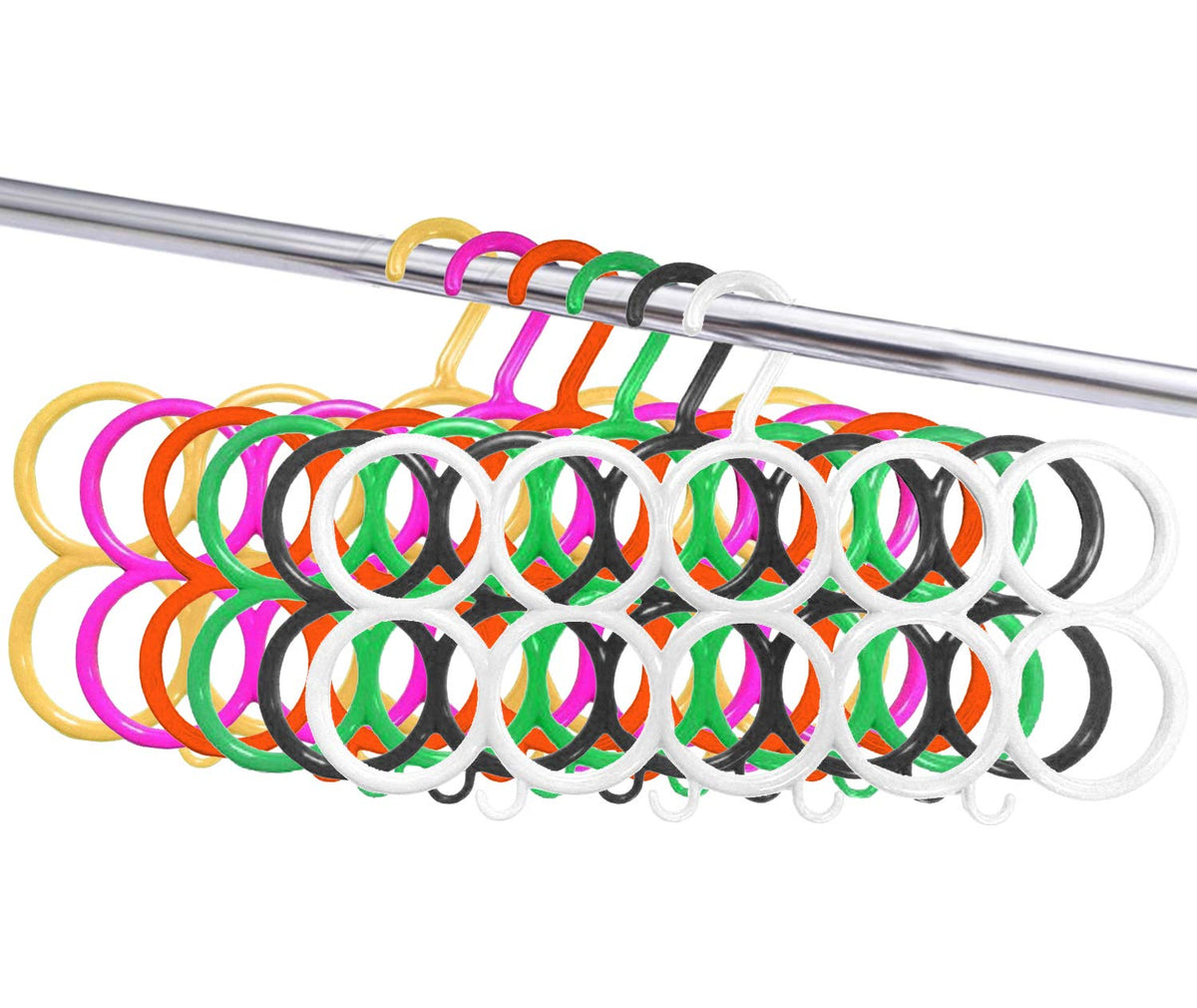 Kuber Industries 10-Circle Plastic 6 Pieces Ring Hanger for Scarf, Shawl, Tie, Belt, Closet Accessory Wardrobe Organizer (Multicolour) - CTKTC30768