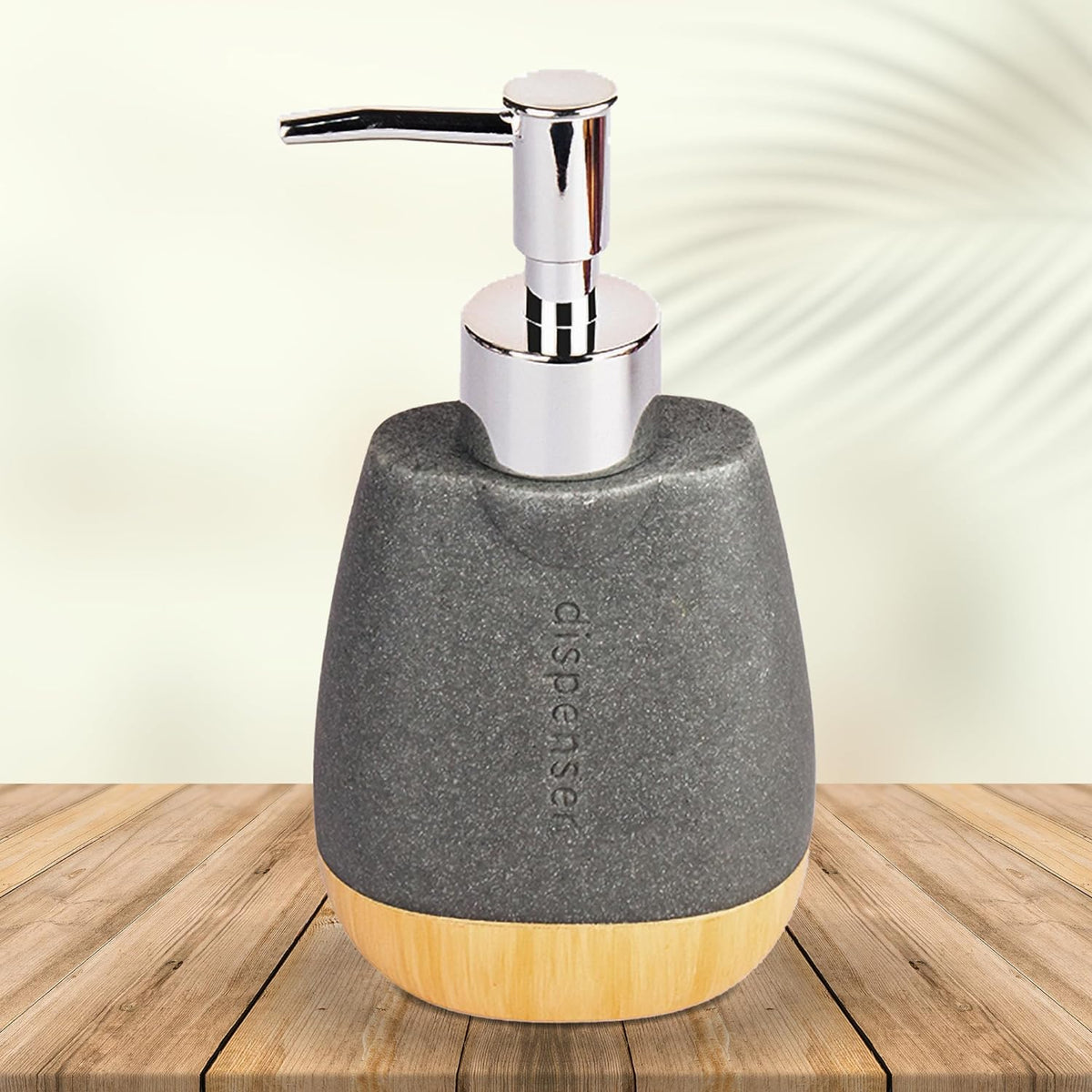 Homestic Premium Polyresin Liquid Soap Dispenser | 250ml | Modern Stylish Kitchen Office Bathroom Dispenser for Kitchen | Non Fragile | Scratch Proof | Moisture Resistant | Natural Grey Color