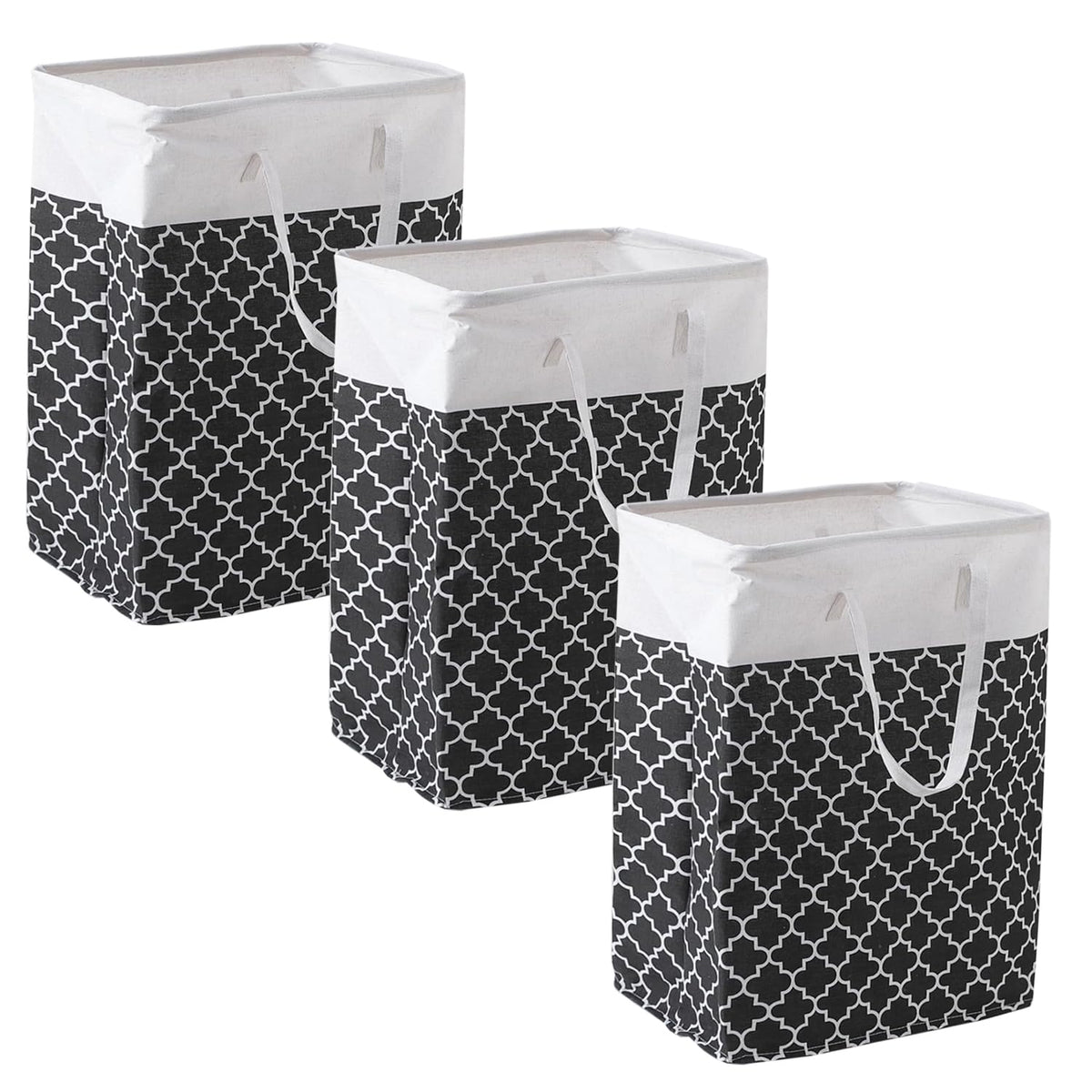 Kuber Industries Laundry Basket For Clothes|Foldable Laundry Hamper|Basket For Toys, Dirty clothes, Storage "45 LTR"-Pack of 3 (Black)